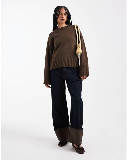 ASOS Brown Knitted Crew Neck Jumper