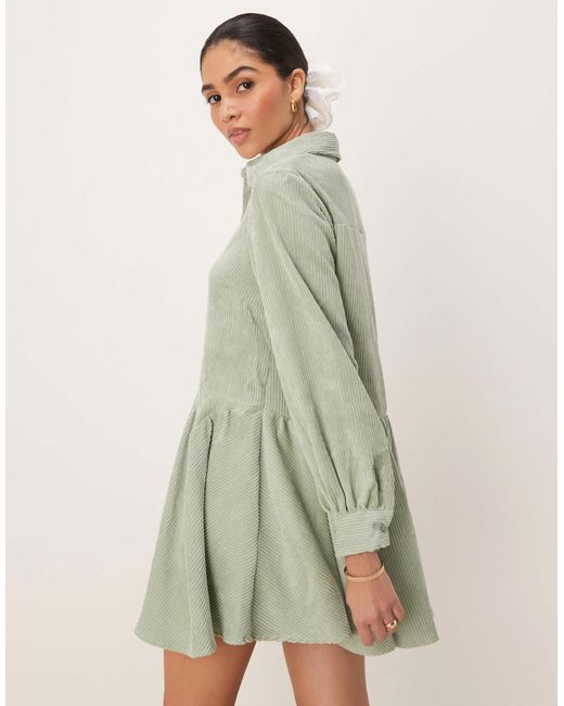 ASOS Natural – hänger-minikleid aus cord