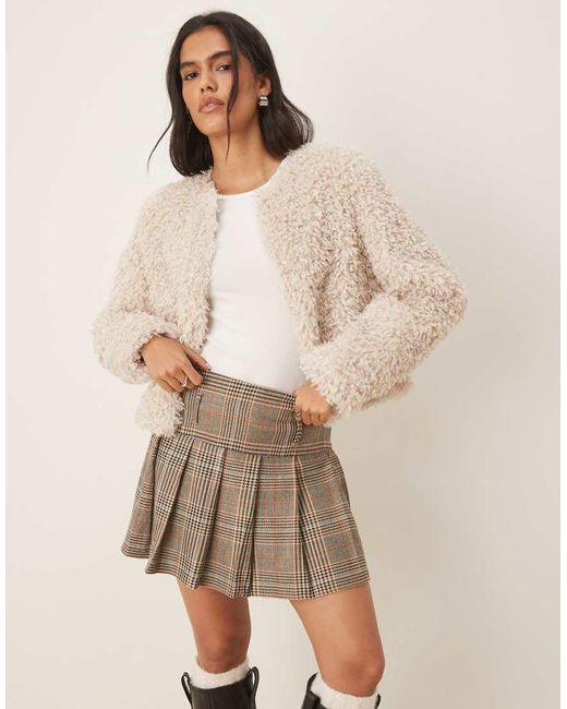 Jdy Natural Faux Fur Cropped Jacket