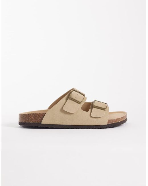 ASOS White Two Strap Sandals With Cork Sole for men