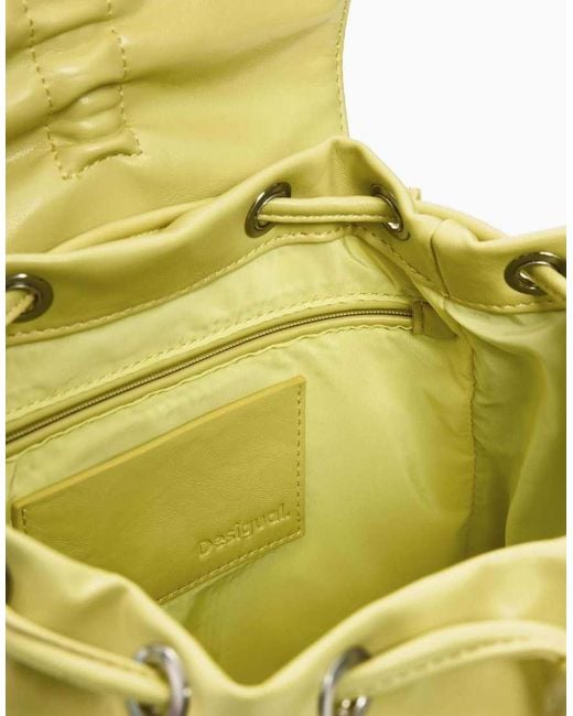 Desigual Yellow Small Shiny Bow Backpack
