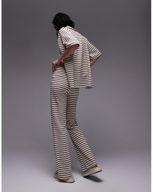 TOPSHOP Gray Co-ord Stripe Wide Leg Trousers