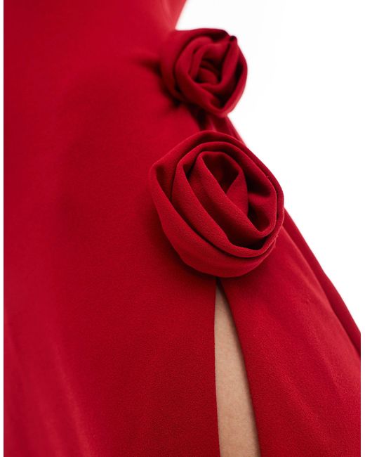 Bershka Red Bandeau Flower Applique Mini Dress