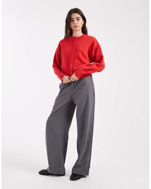 Daisy Street Red Fitted Waist Cardigan