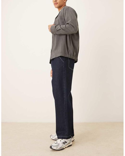 ASOS Blue Relaxed Tapered Fit Jeans With Pleat Detail for men