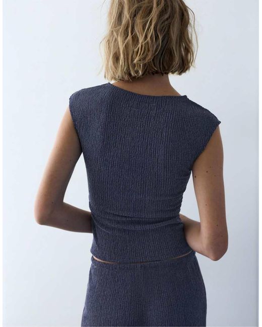 Pull&Bear Blue Crepe Top