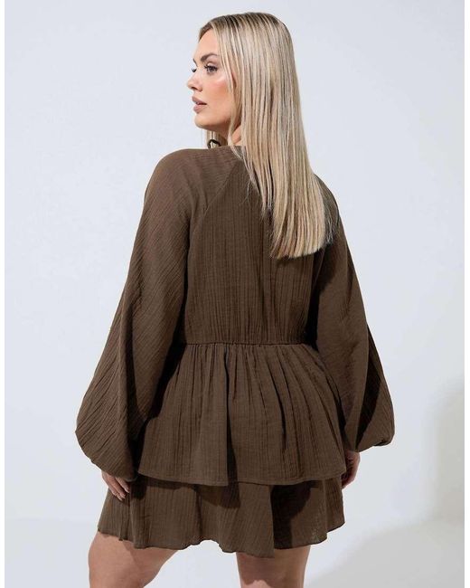 Yours Clothing Brown Cheesecloth Top