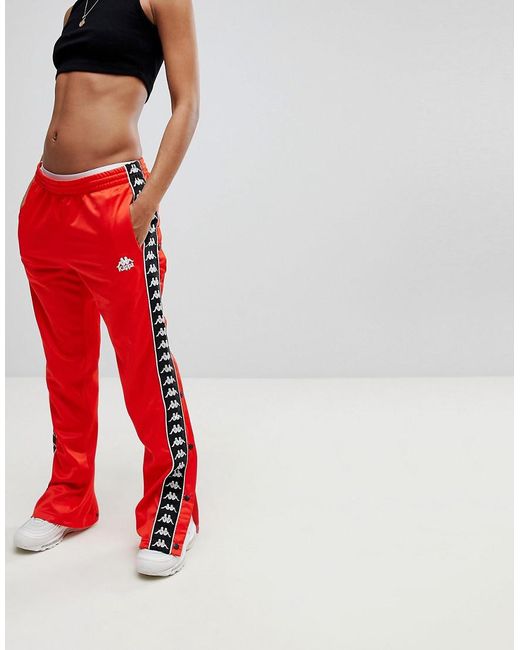 Kenmerkend avontuur Bully Kappa Relaxed Tracksuit Bottoms With Popper Sides Co-ord in Red | Lyst  Canada