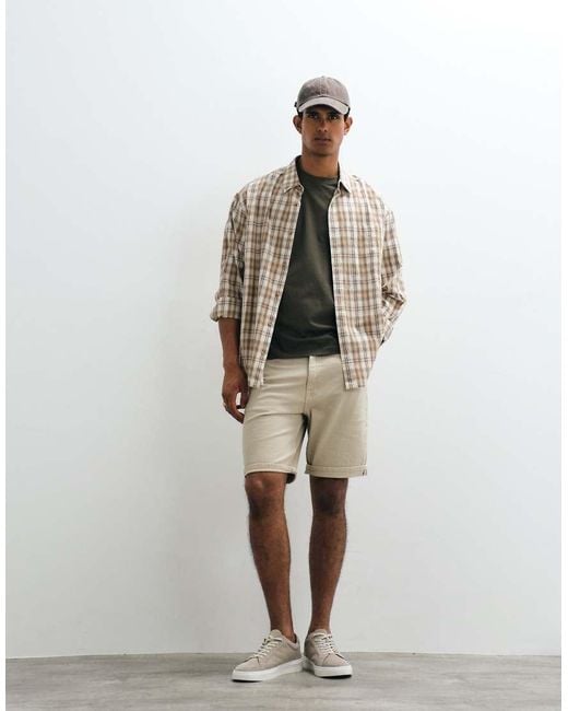 Mango Natural Denim Shorts for men