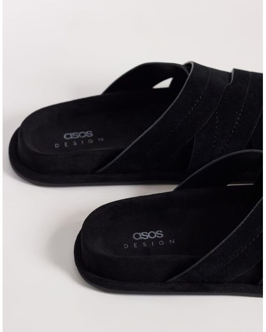 ASOS Black Cross Over Strap Sandals for men
