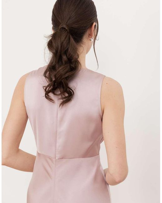 Maya Pink Sleeveless V Neck Satin Maxi Dress