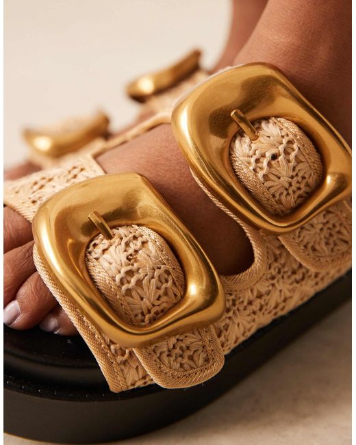 Asos Design Wide Fit Natural – femi – mules