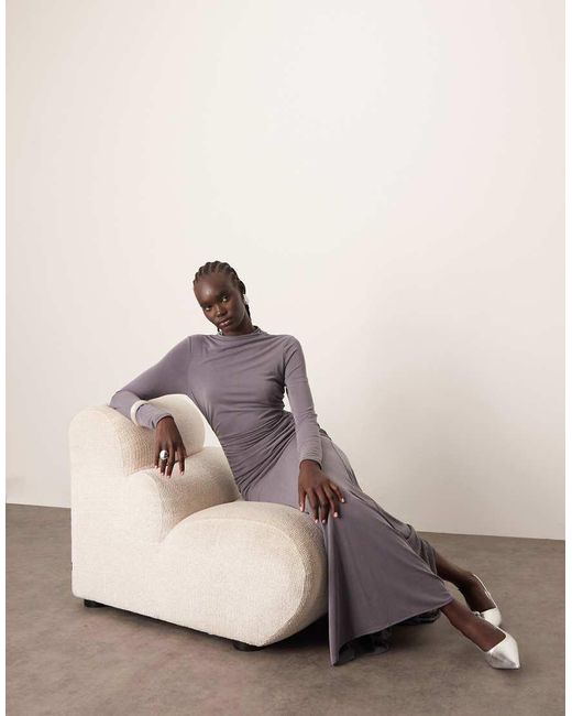 ARRANGE Natural Long Sleeve Drape Maxi Dress