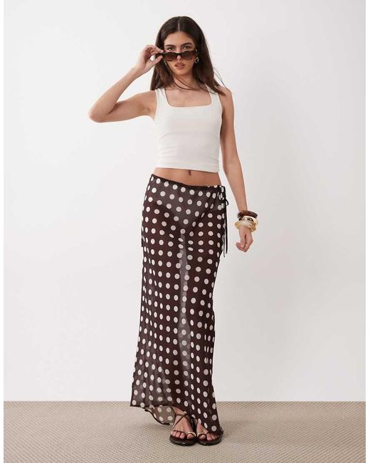 Miss Selfridge White Beach Chiffon Bias Cut Maxi Skirt