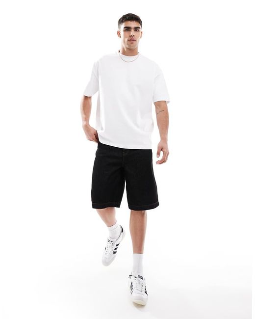 ASOS Black Long Length Denim Jorts for men