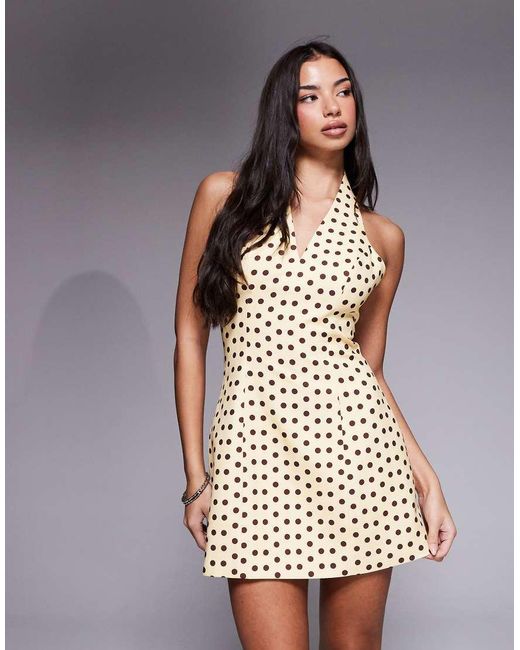 Kaiia Metallic Exclusive Halterneck Tailored Mini Dress