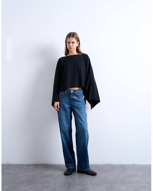 TOPSHOP Blue Knitted Poncho