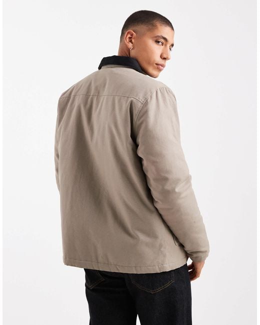 Threadbare Natural Canvas Jacket With Front Pockets And Contrast Collar for men