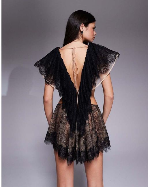 The Dolls House Black Sara Lace Cut Out Mini Dress