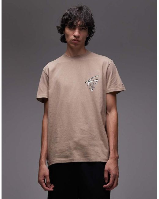 Tommy Hilfiger Brown Regular Back Print Signature T-shirt for men