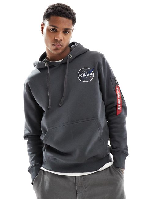 Alpha Industries Alpha nasa – orbit – hoodie in Gray für Herren