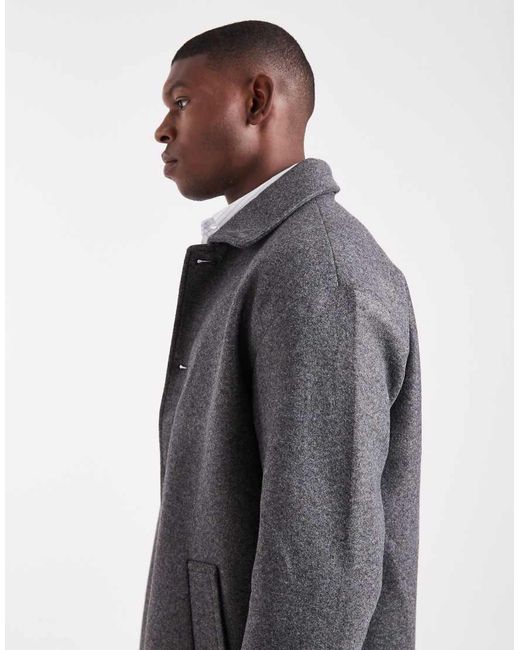 Only & Sons Blue Faux Wool Longline Overcoat for men