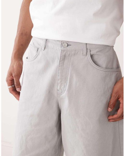 Reclaimed Vintage Gray Oversized Longline Denim Jort for men