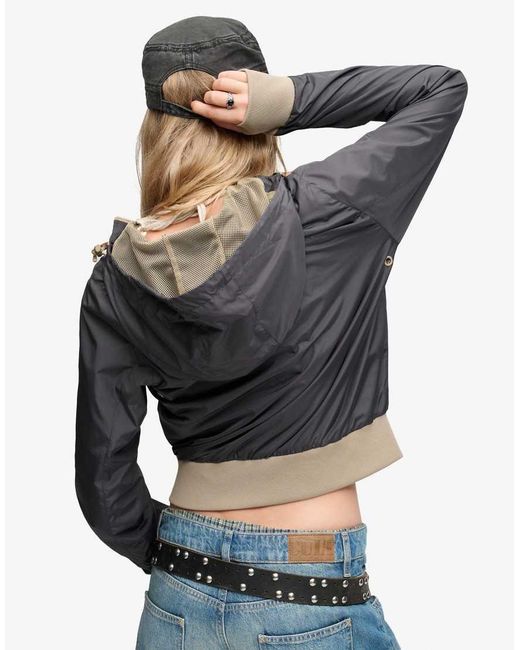 Bench x Superdry & Co Blue Hooded Shell Bomber Jacket