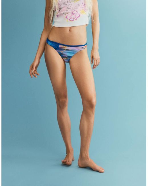 Desigual Blue Shiny Effect Bikini Briefs