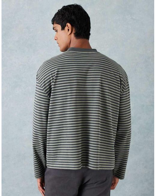 ASOS Gray Heavyweight Boxy Oversized Long Sleeve T-shirt With Pocket Detail for men