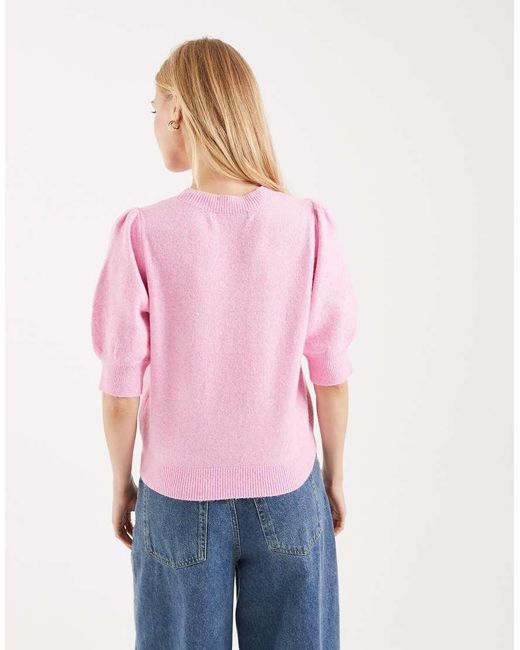 Vero Moda Pink Short Sleeved Knitted Top
