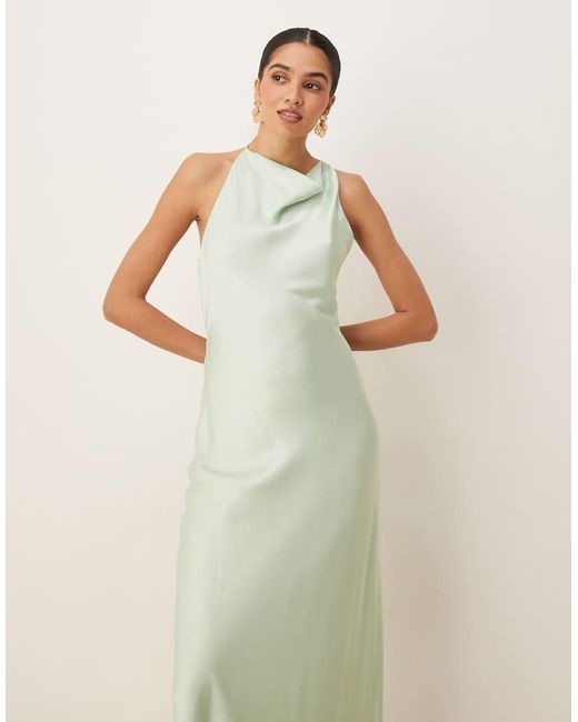 Forever New Natural Satin Halter Neck Maxi Dress