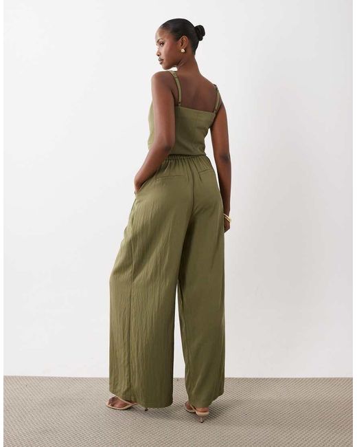 ASOS Green Tailored Floaty Skinny Waistband Triple Pleat Pants