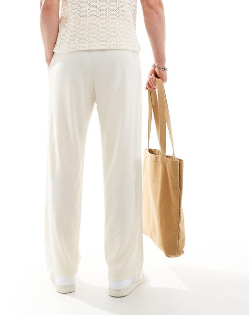 Pantaloni plissé écru con fondo ampio di Jack & Jones in White da Uomo