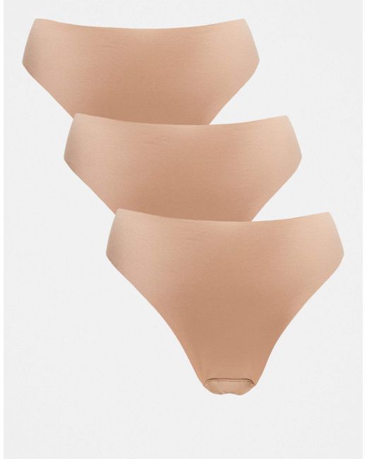 ASOS Natural 3 Pack No Vpl Brazilian Briefs