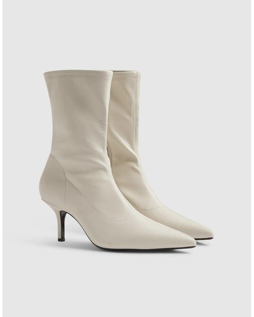 River Island White High Sock Heeled Ankle Boots