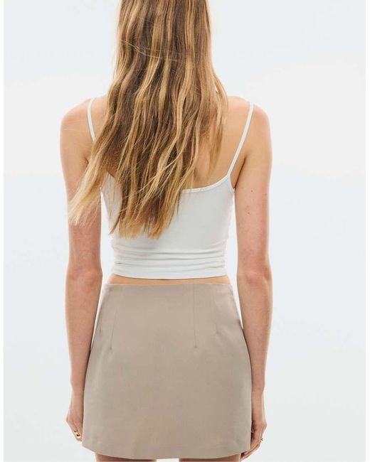 Stradivarius Natural Skort With Side Slit