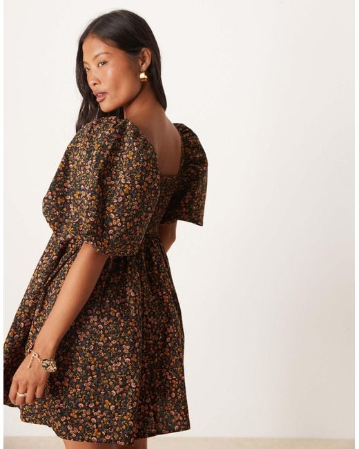 petite brown dress Crochet Bell Sleeve Dress-Brown/PETITE L main image 0