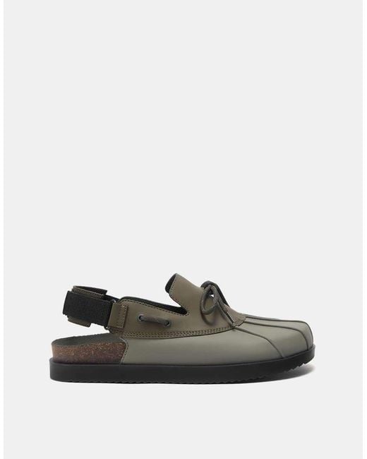Pull&Bear Green Slingback Lace-Up Clogs for men