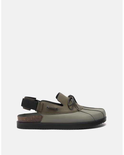 Pull&Bear Green Slingback Lace-Up Clogs for men