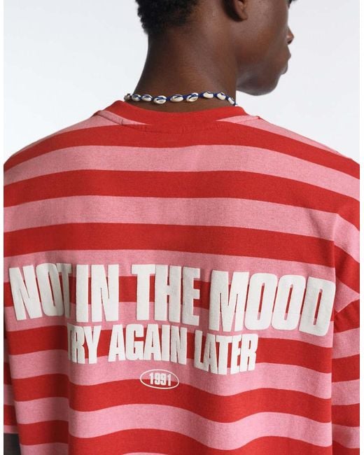Pull&Bear Red Striped Stwd T-shirt for men