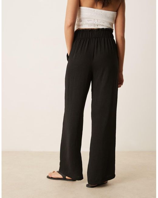 Jdy Natural Paperbag Waist Linen Look Wide Leg Pants