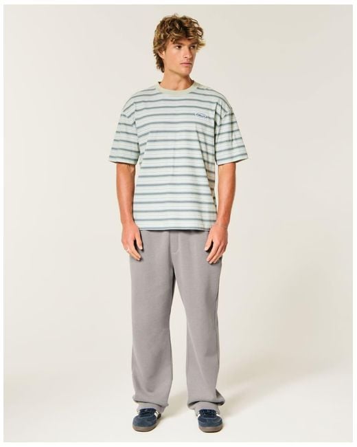 Hollister White Back Pocket Graphic Baggy Sweatpants for men