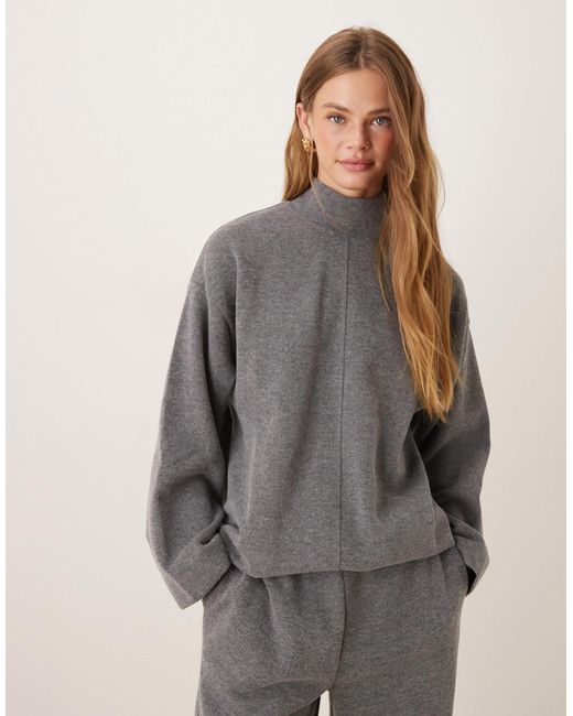 ASOS Gray Supersoft Seam Front Longline Roll Neck Co-ord