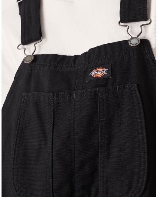 Dickies Black Canvas Wide Leg Dungarees