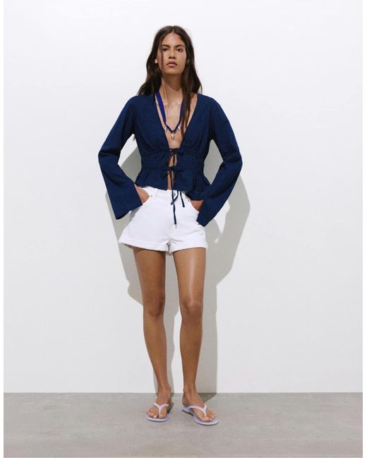 Pull&Bear Blue – jeansbluse