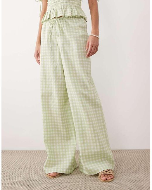 Wednesday's Girl Natural Co-ord Tie Up Wide Leg Trouser