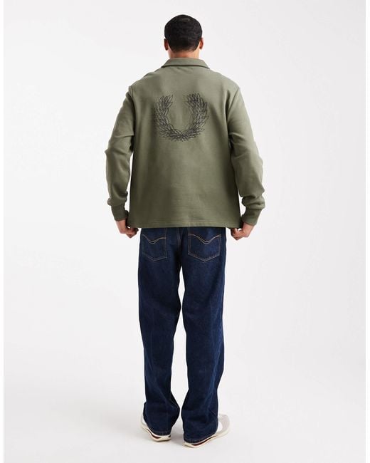 Sweat coupe carrée avec logo graphique et col zippé Fred Perry pour homme en coloris Green