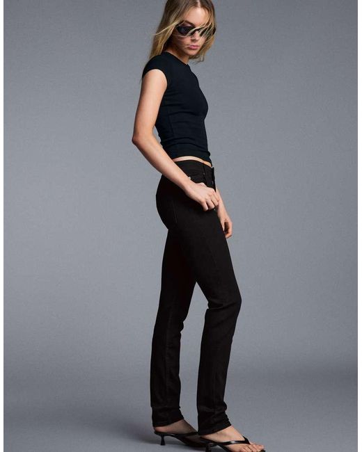 Bershka Gray High-Waist Skinny Jeans