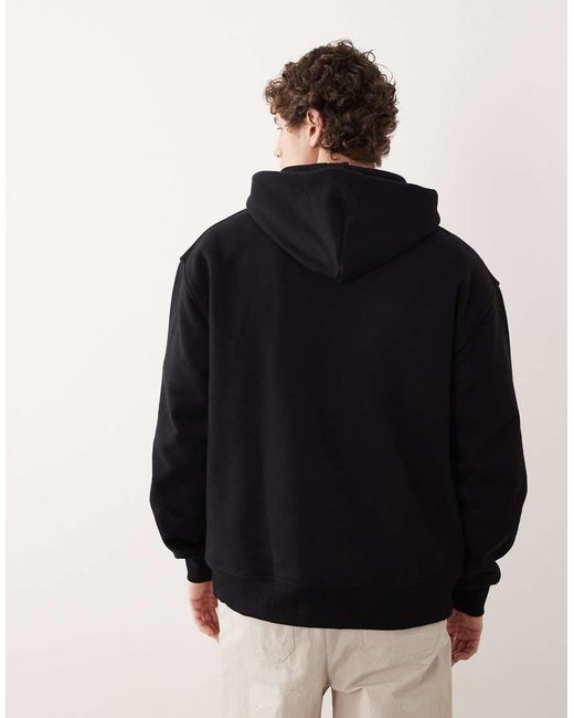 ASOS COLLECTIVE Black Oversized Super Heavyweight Hoodie for men